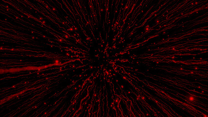Red color sparkling glitter particles motion background