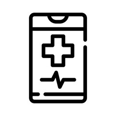 mobile health app line icon
