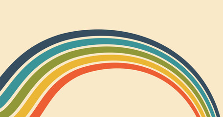 abstract  retro background  smooth wave of multicolored curved lines against a soft beige backdrop