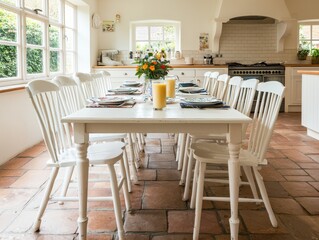 Bright and Inviting Kitchen Dining Area with Elegant Table Setting