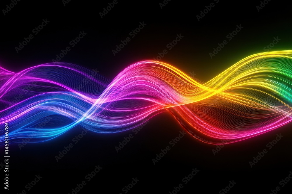 Poster waves of futuristic colors illuminate with vibrant neon light in a mesmerizing display, waves of fut