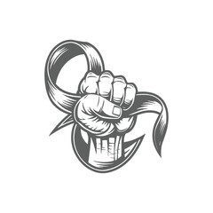 Fist Clenching a Ribbon Symbol of Strength and Awareness Illustration