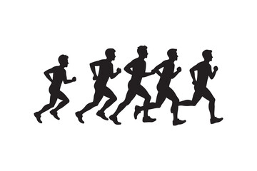 Running Race Silhouette Group of Runners Fitness and Sport Illustration