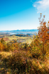 Fototapeta premium Liptov region Hiking in Tatras mountains to autumn cerenova rock view near Liptovsky Mikulas , slovakia.