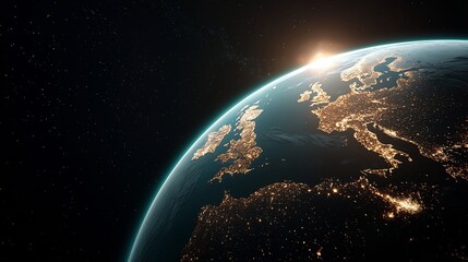 Earth's European lights at dawn