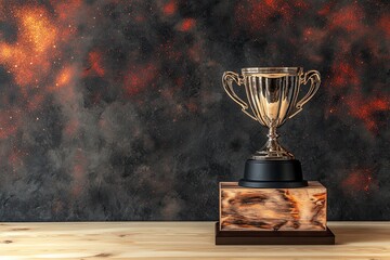 Victory trophy on a wooden surface