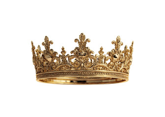 Fototapeta premium Golden crown isolated on transparent background. Royalty, Power, Luxury.
