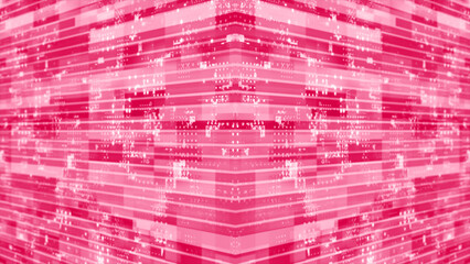 3D Magenta red striped box pattern moving technology cyberspace background