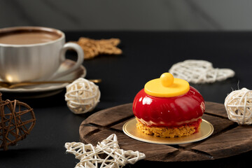 Gourmet dessert and coffee in elegant setting