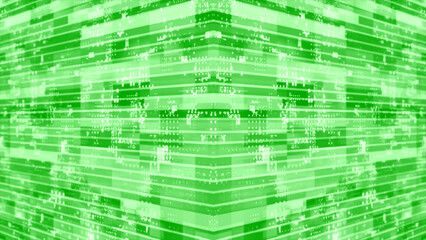 3D Green striped box pattern moving technology cyberspace background