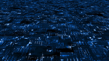 Motion graphic 3D digital technology futuristic Royal blue particles background. Technological and motion particles background