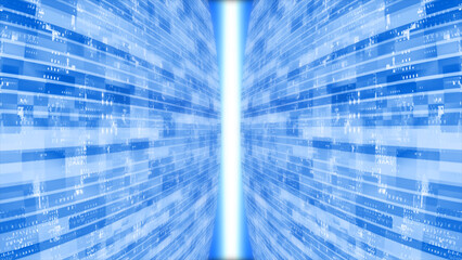 3D Royal blue striped box pattern movingtechnology 3d cyberspace with light rays