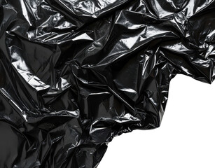 Shiny crumpled black foil texture with reflective surface