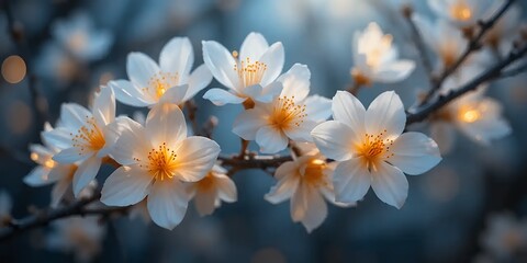 Obraz premium White Flowers on Branch