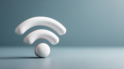 Obraz premium Wireless Connectivity Icon: A pristine, three-dimensional Wi-Fi icon, symbolizing seamless connectivity and the power of wireless communication. Set against a serene backdrop.
