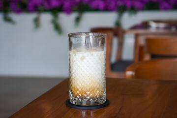 Salted caramel coffee, captured on May 6, 2025. A smooth blend of espresso and milk with a touch of...