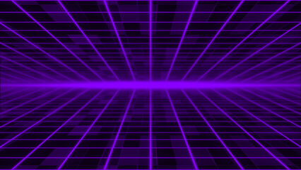 Moving Abstract sci-fi grid with flickering optical flare on the background Bright glowing neon...