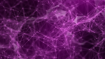 Pink plexus Abstract digital connection moving dots and linesmesh,Technology background. Network of lines and dots background