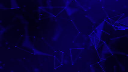 Blue plexus Abstract digital connection moving dots and lines,Technology background. Network of lines and dots background