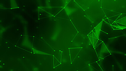 Green plexus Abstract digital connection moving dots and lines,Technology background. Network of lines and dots background