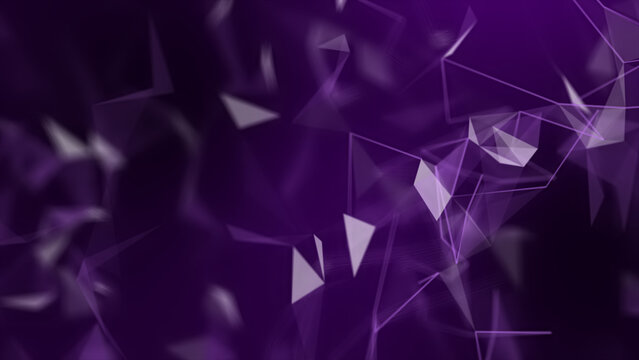 Purple plexus Abstract digital connection moving dots and lines,Technology background. Network of lines and dots background