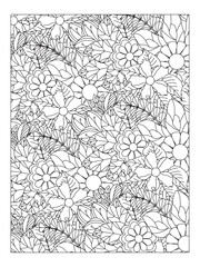 Flower pattern. Vector doodle flowers in black and white. Page adult coloring book. Coloring Flower Page.