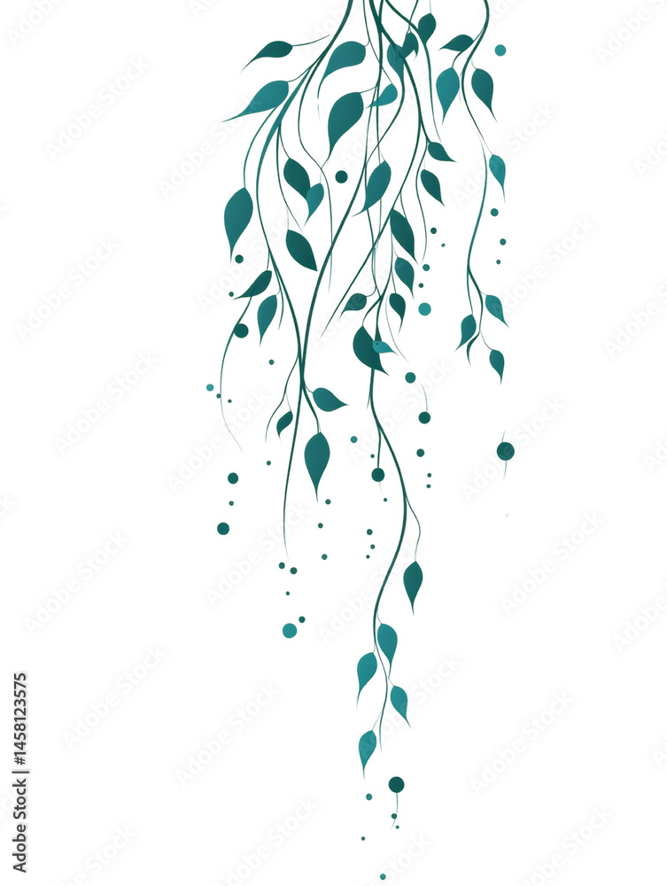 Poster elegant teal foliage cascade design for creative background applications