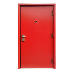A fire rated metal door isolated on a white background