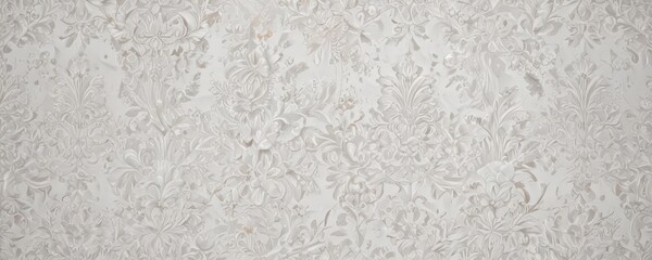 Obraz premium Intricate white damask floral wallpaper, elegant texture , flower, white