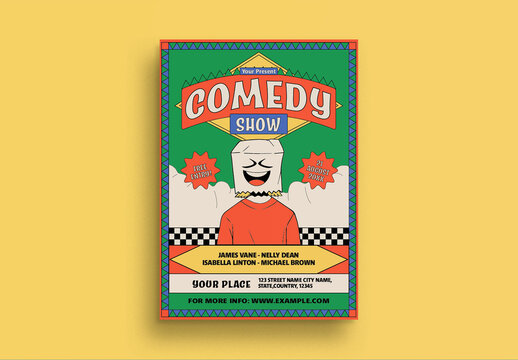 Green Red Vintage Comedy Show Flyer
