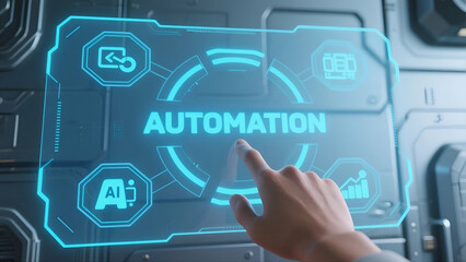Naklejka premium Futuristic Automation Interface Seamlessly Integrated AI Technology Smart Innovation