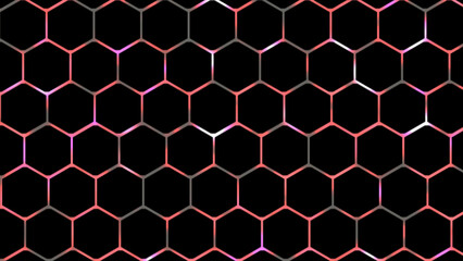 2D glowing digital technology hexagonal mesh background, glowing neon light gaming background