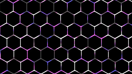 Fototapeta premium 2D glowing digital technology hexagonal mesh background, glowing neon light gaming background