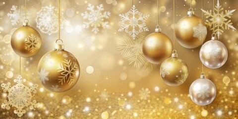 Shiny Baubles and Snowflakes Create a Holiday Atmosphere