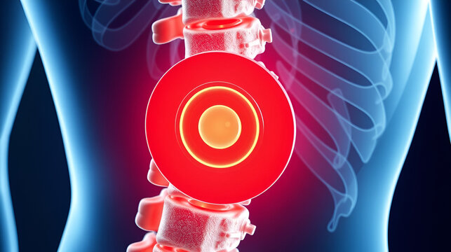 Bulging disc in the human spine