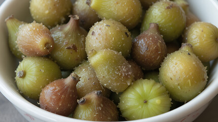 Bowl of fresh green figs