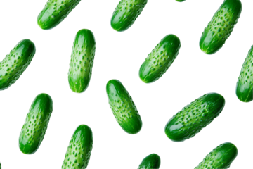 Green Cucumbers Pattern on Transparent Background, PNG