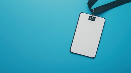 Blank identification badge on a blue background