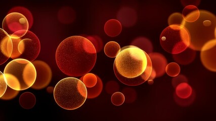 Red-Orange Spheres Drifting in Dark Space - Powered by Adobe