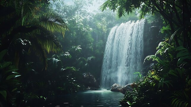 Lush Jungle Waterfall. (1)