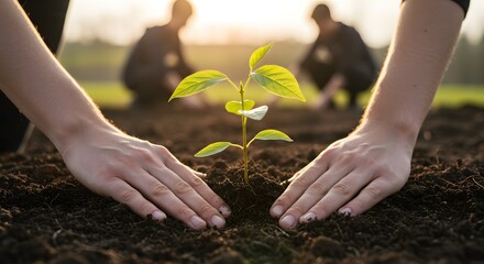 Tender Hands Planting a Sapling: A Symbol of Growth and Environmental Stewardship