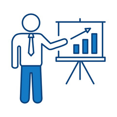 Presentation Blue Line Icon. Business, Strategy, Success Editable Stroke Vector Illustration