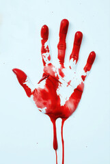 bloody handprint on white surface