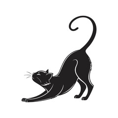 Cat silhouette vector illustration, elegant feline design representing pets, animals, and minimalist decoration in black