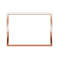 Rectangle pink gold frame. Isolated luxury rectangle rose gold border. Copper rectangle flat frame mockup design element. Vector illustration.