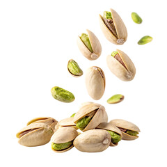 flying pistachios isolated on white background, PNG