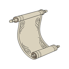 Vintage blank scroll vector illustration, antique paper design with curled edges, classic parchment for decorative use and text