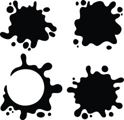  Set of Four Abstract Black Ink Splatters