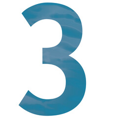 Number three drawing hand drawn blue color design.