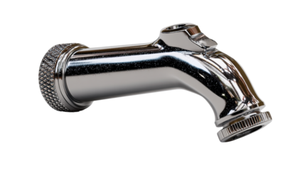 Isolated old metal shaving equipment with a rusty tap and silver razor